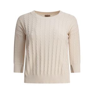 RAKKI Women's Cable Knit Crew Neck Sweater Women WHITE Sweaters & Knitwear